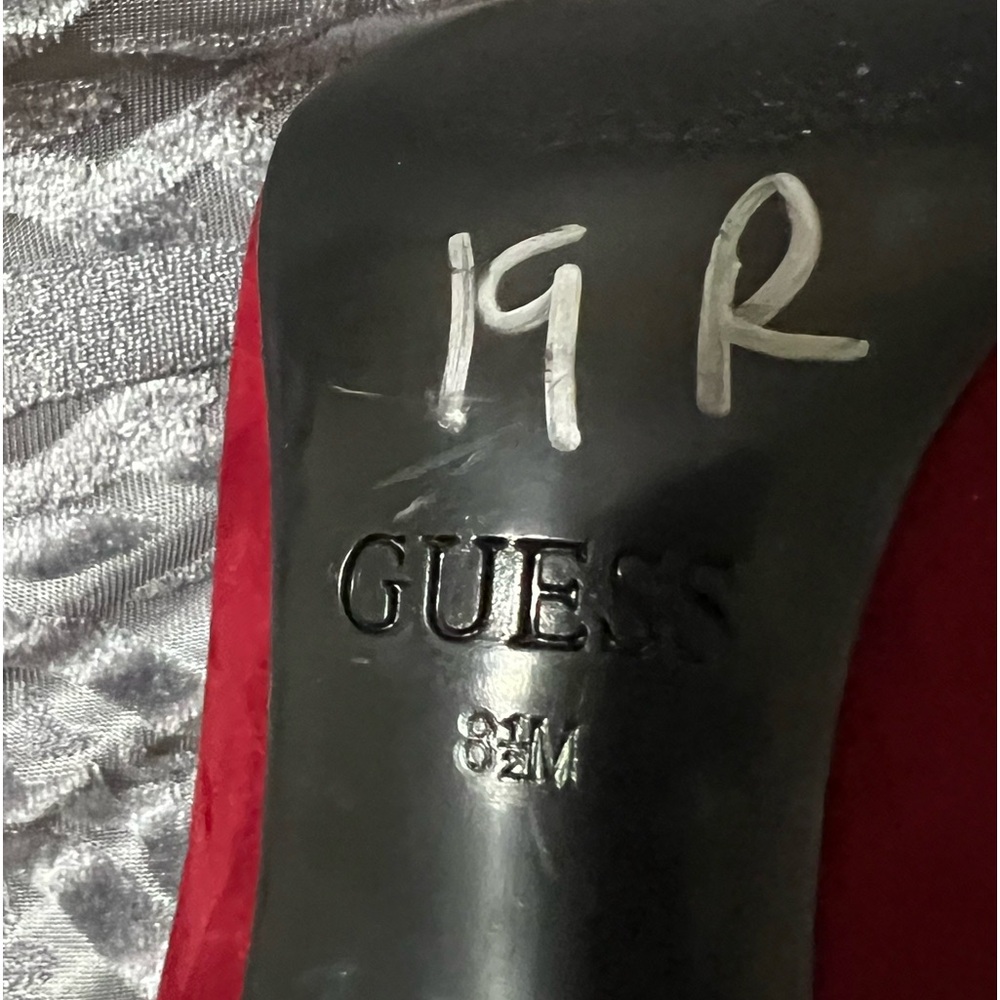 Guess Red Vegan Suede Heels sz 8.5 - Picture 6 of 11